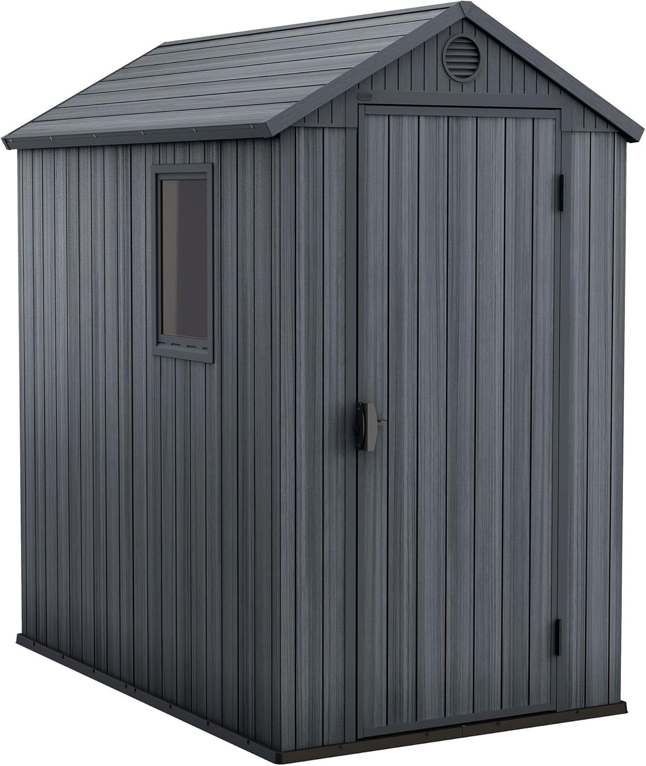 Darwin 4 ft. W x 6 ft. D Durable Resin Outdoor Storage Shed With Floor and Window for Garden Patio Furniture and Tools, Grey