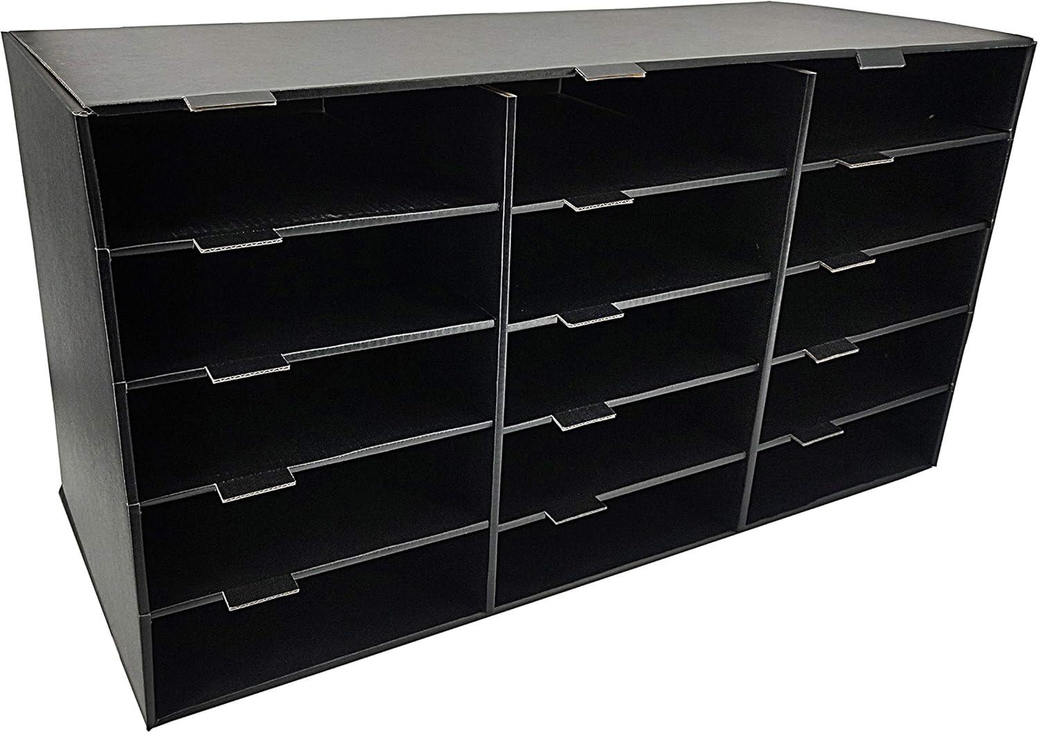 Black 15-Slot Vertical File Organizer for Office and Classroom