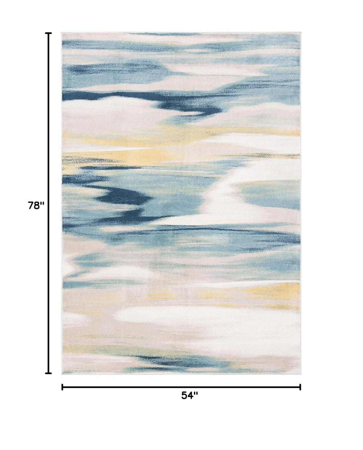 Skyler Beige/Navy 4 ft. x 6 ft. Abstract Area Rug
