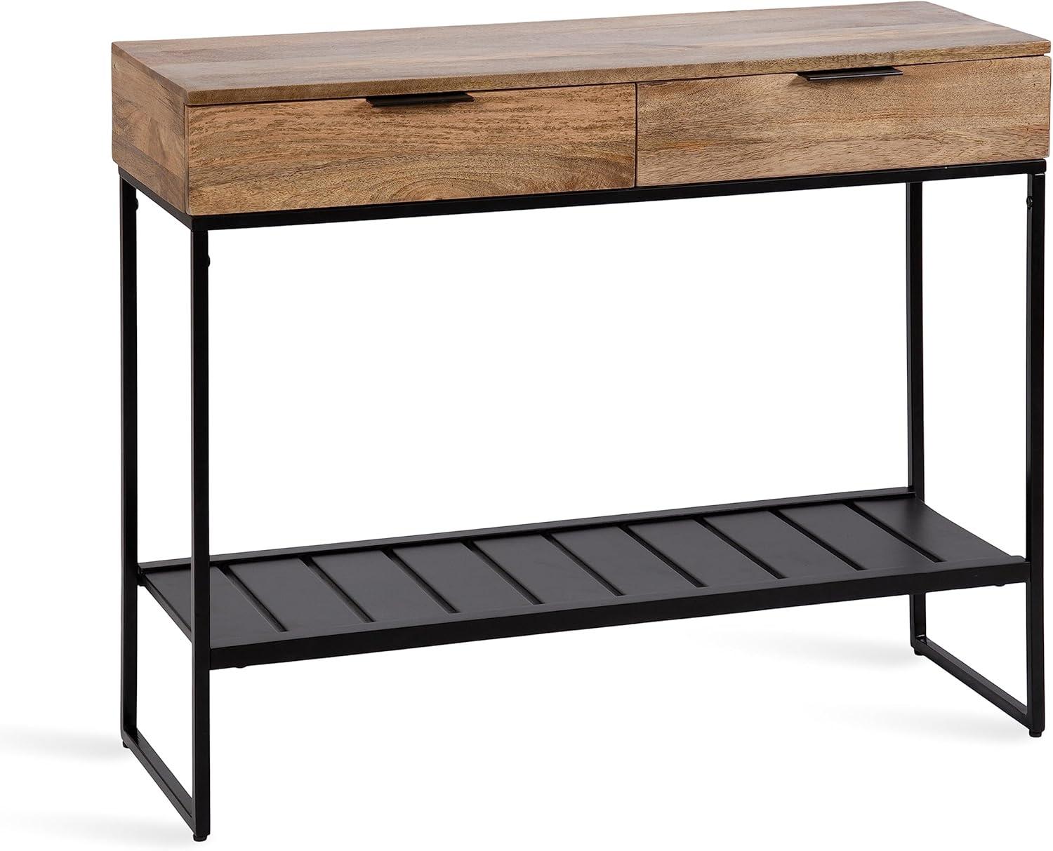Kate and Laurel Malone Rectangle Wood Console Table, 36x13x31, Natural and Black