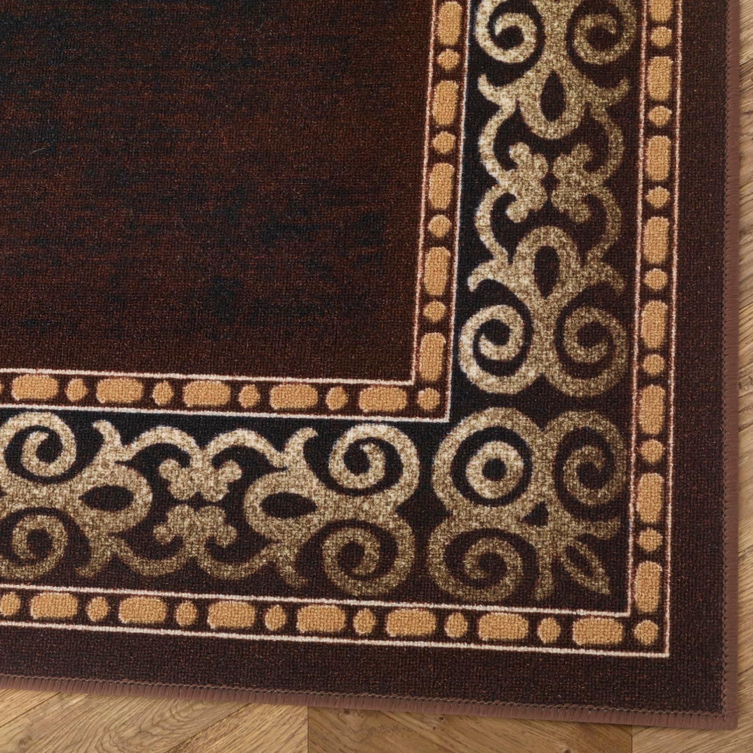 Brown Rectangular Non-Slip Synthetic 5' x 7' Area Rug