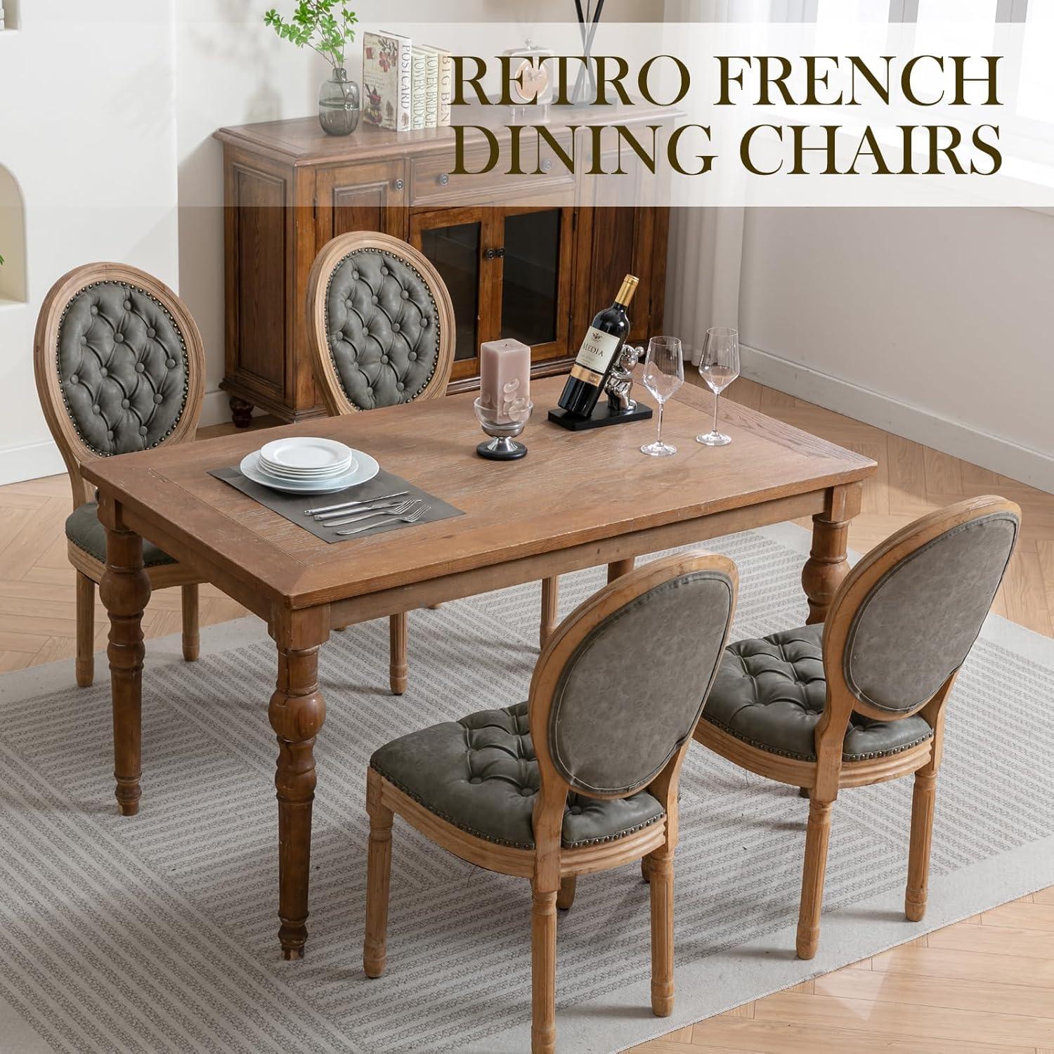 One Allium Way® French Style Vintage Solid Wood Upholstered Dining Chair (Set of 6)