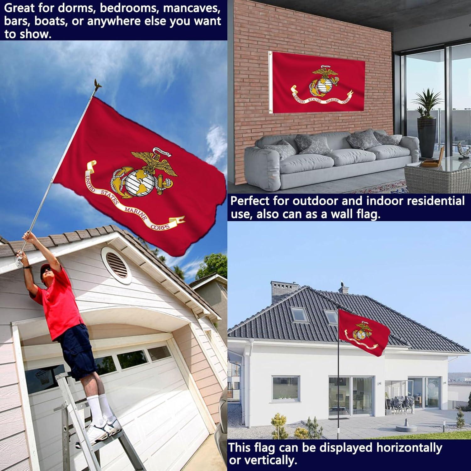 US Marine Corps Red Heavy Duty Polyester Flag 3x5 with Brass Grommets