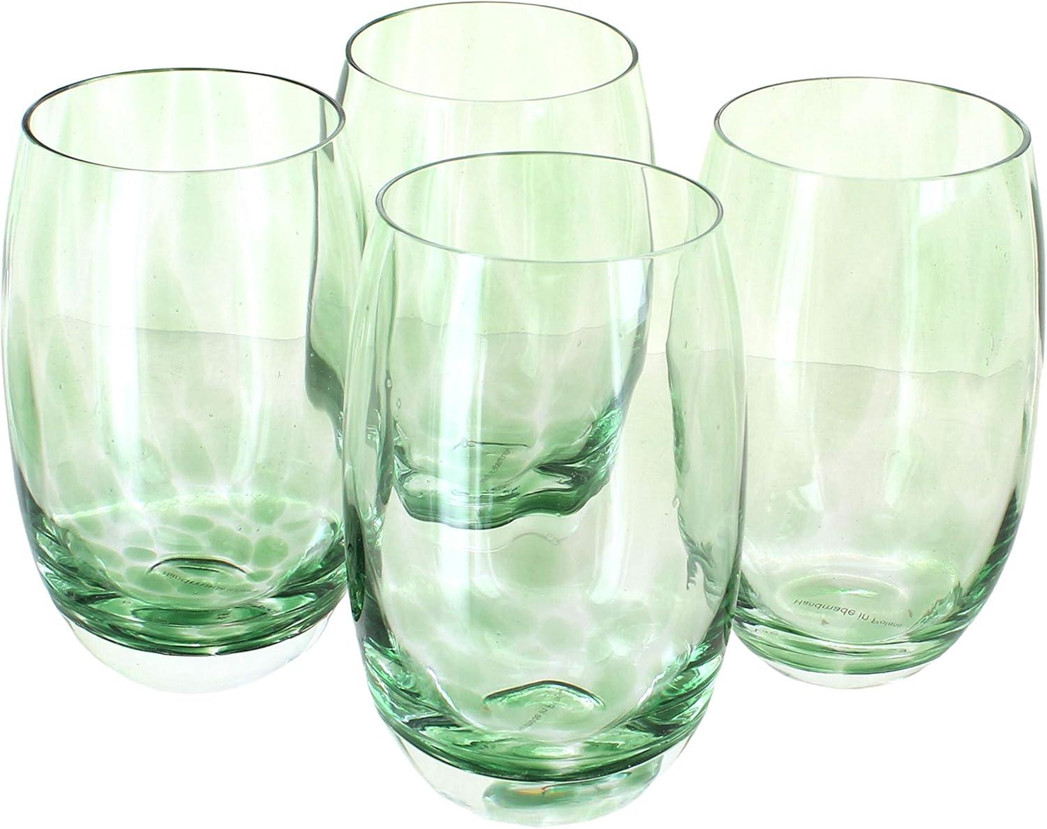 Green Confetti Hand Blown Glass Water Set