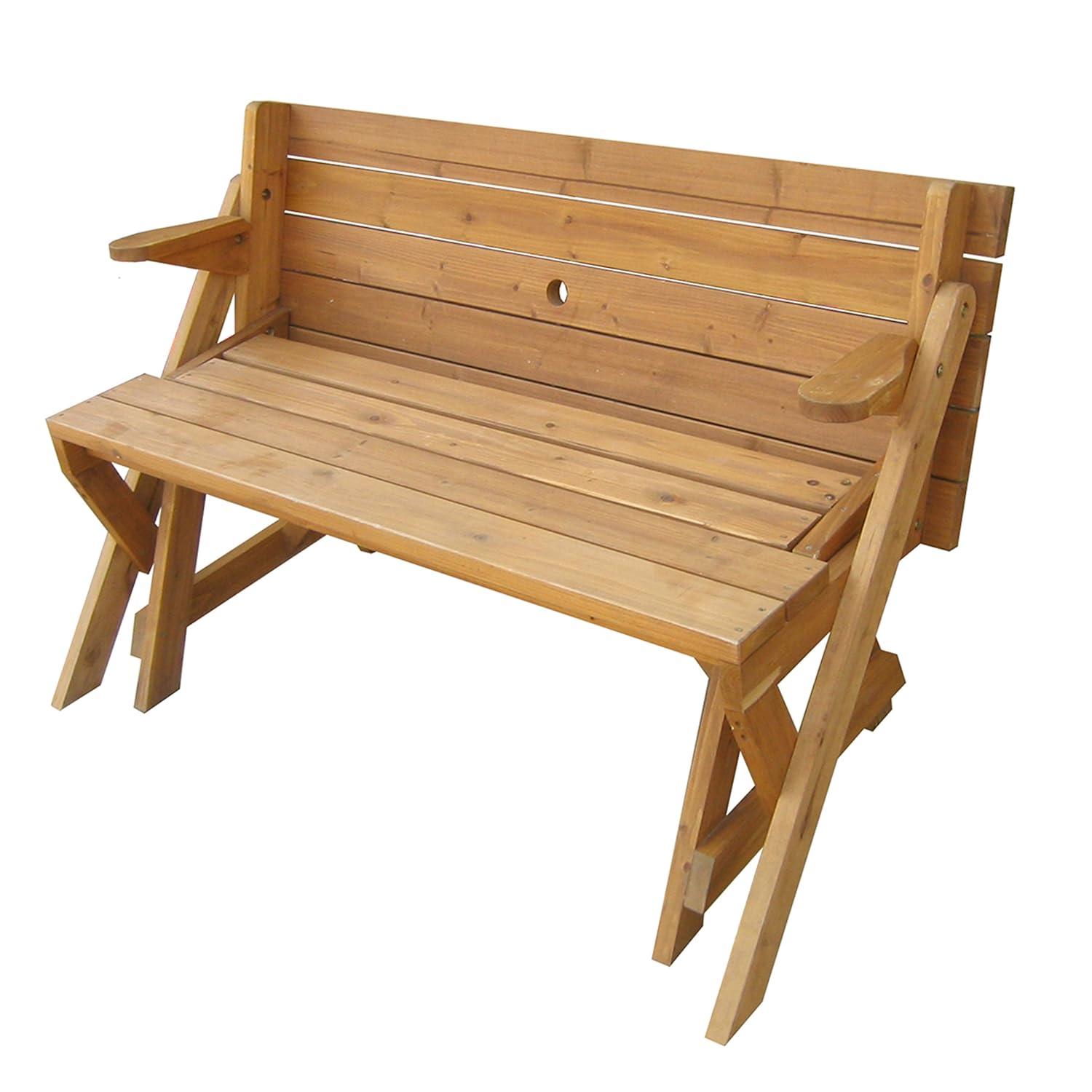 Convertible Natural Fir and Hardwood Picnic Table Bench