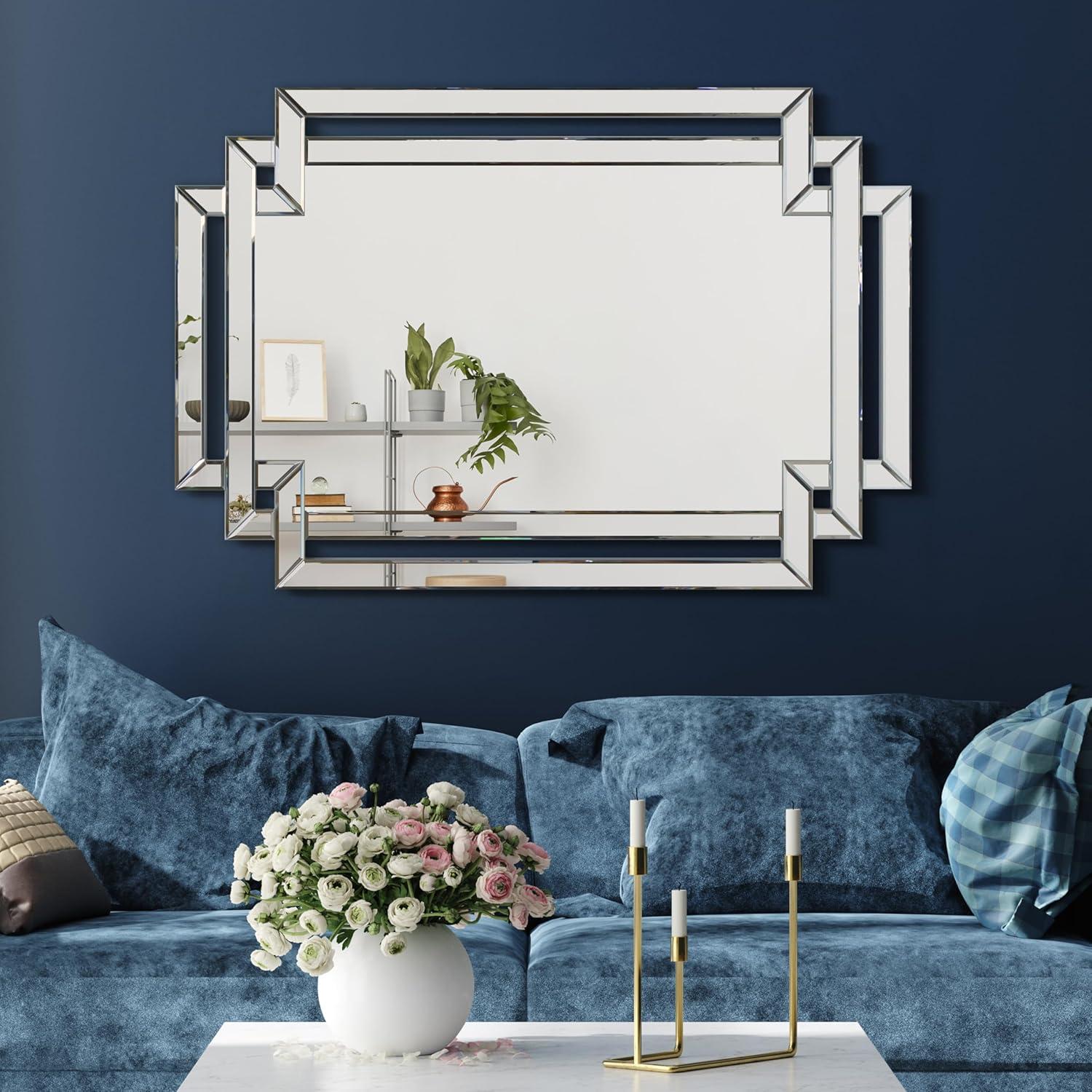 Crosspath Beveled Framed Wall Mirror