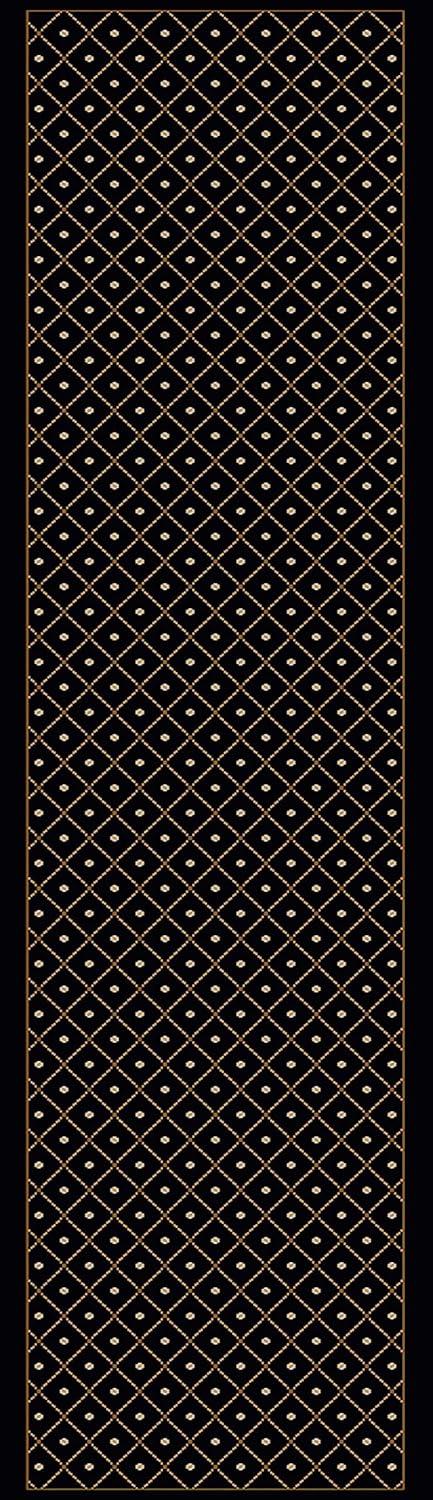 Radici Usa Como Area Rug 782 Traditional Black Dots Lines 2' 2" x 7' 7" Rectangle