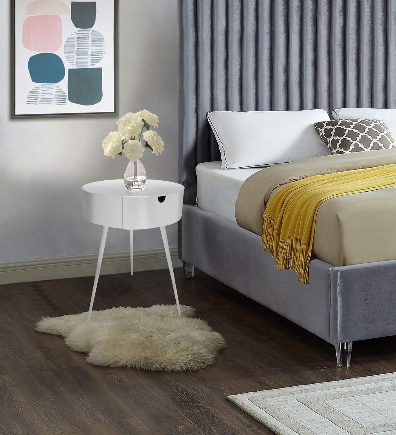 Meridian Furniture,Bali White Nightstand