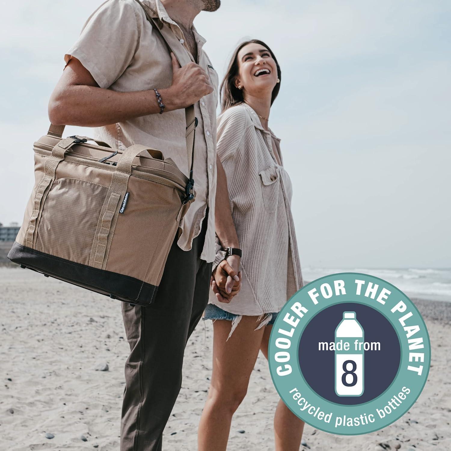 Rebrilliant Collapsible Insulated Cooler Bag – 50 Can Leakproof Soft Cooler For Beach, Travel, Car – Shoulder Strap, Bottle Opener (Ocean)