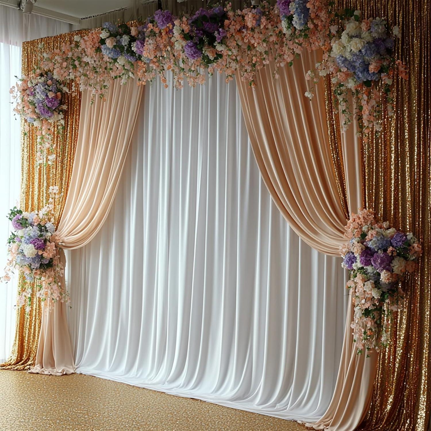 10x10ft White Backdrop Curtain for Parties Wrinkle Free Wedding Baby Curtain Backdrops for Birthday Party