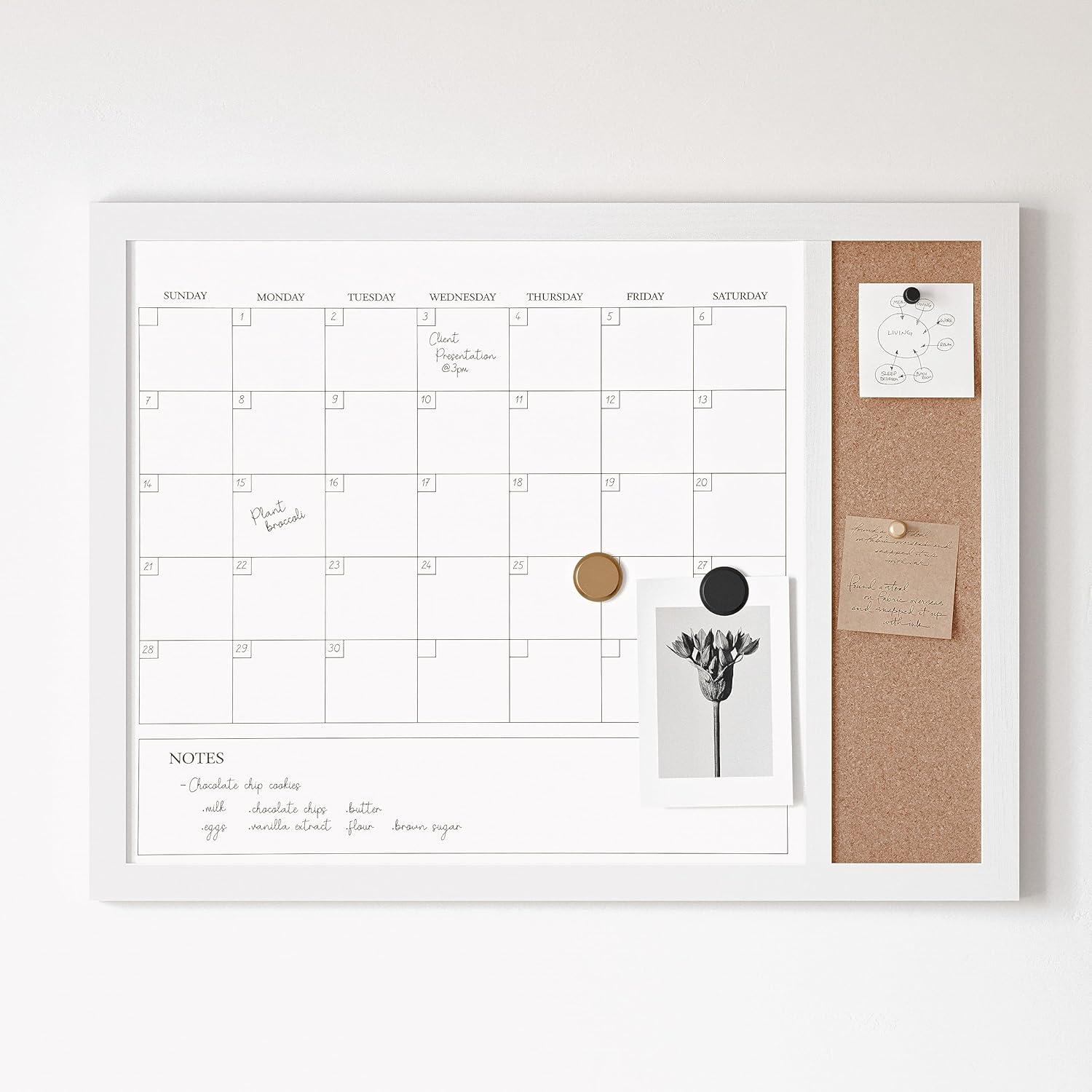 Thomas Martha Stewart Magnetic Dry Erase Monthly Calendar and Cork Board Combo with Included Marker, Magnets