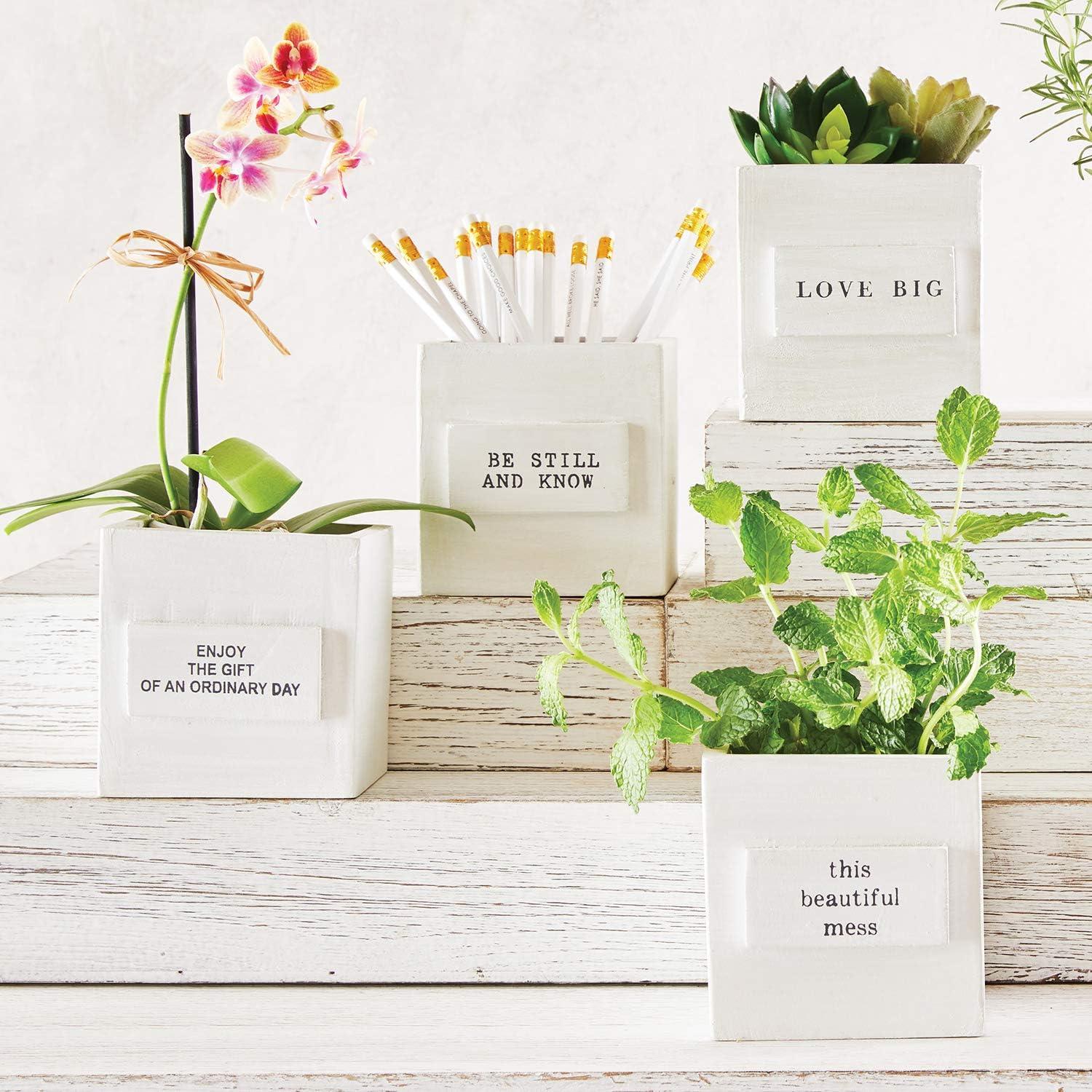 White Wooden Decorative Nest Box with Inspirational Message
