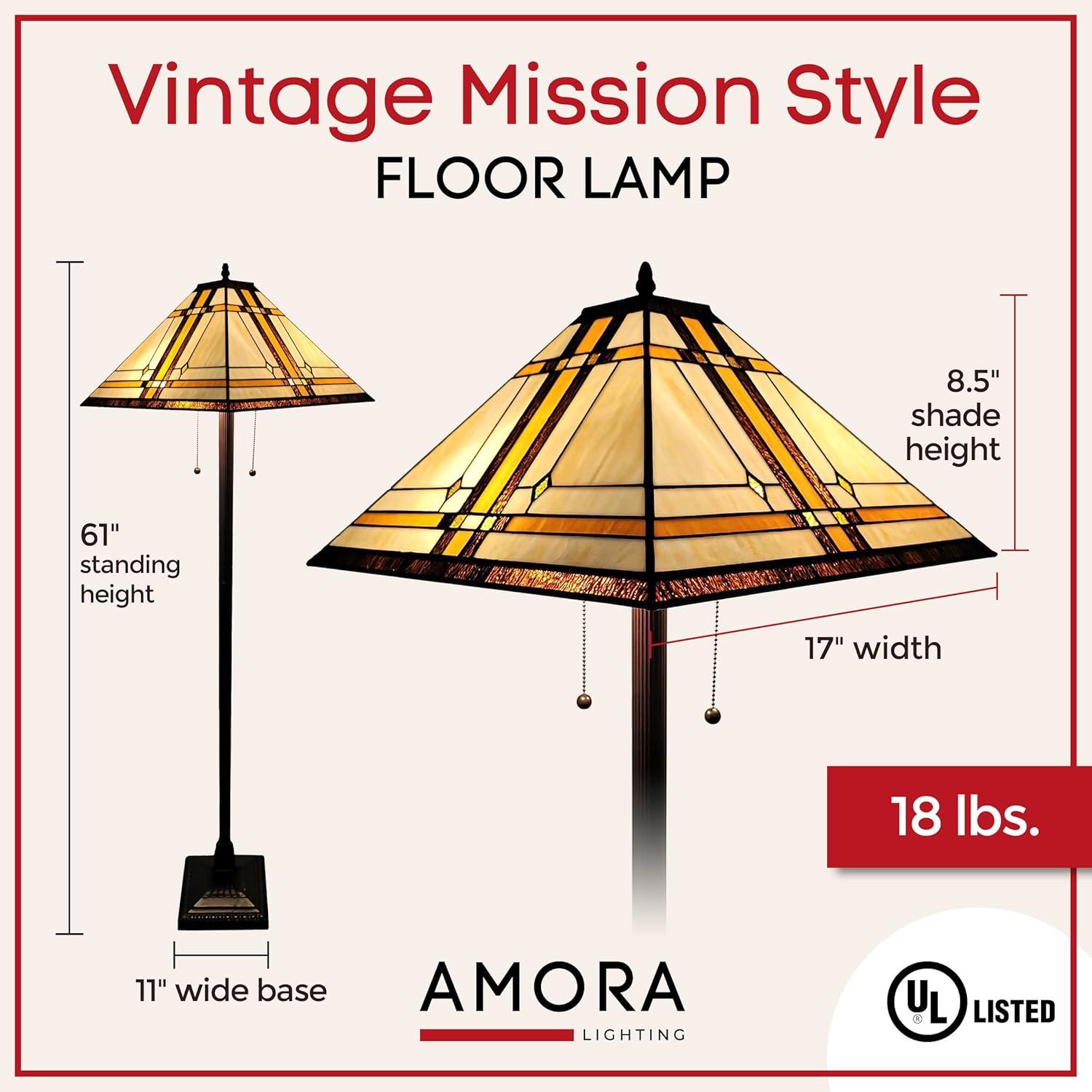 Amora Lighting Tiffany Style Mission Floor Lamp 61" Tall