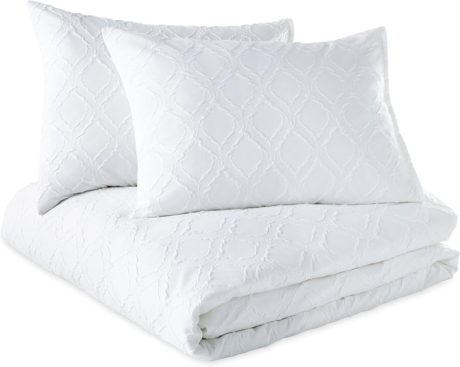 Ogee Solid  Duvet Set White - Microsculpt