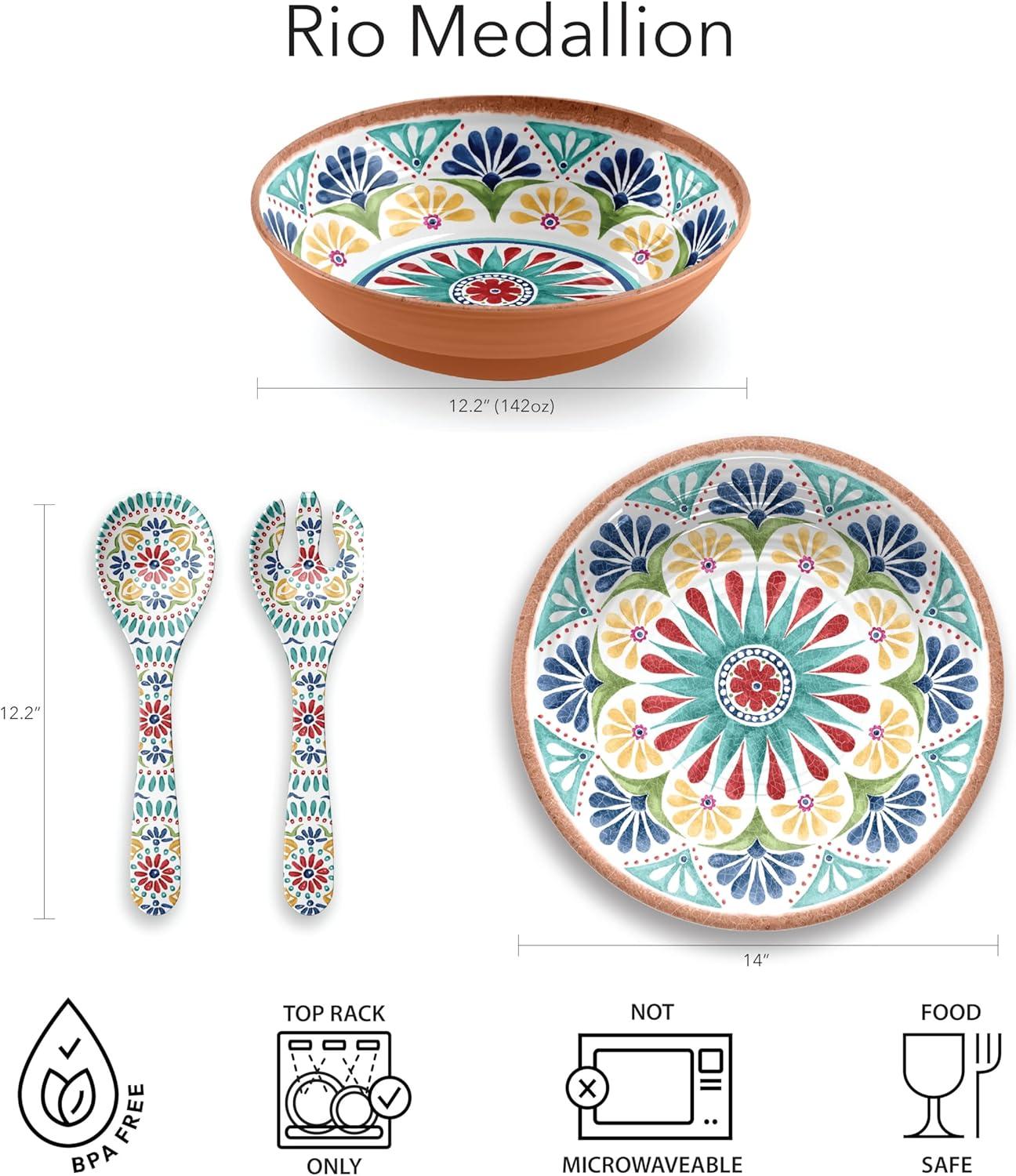 Rio Medallion Multicolor Melamine Round Serving Bowl