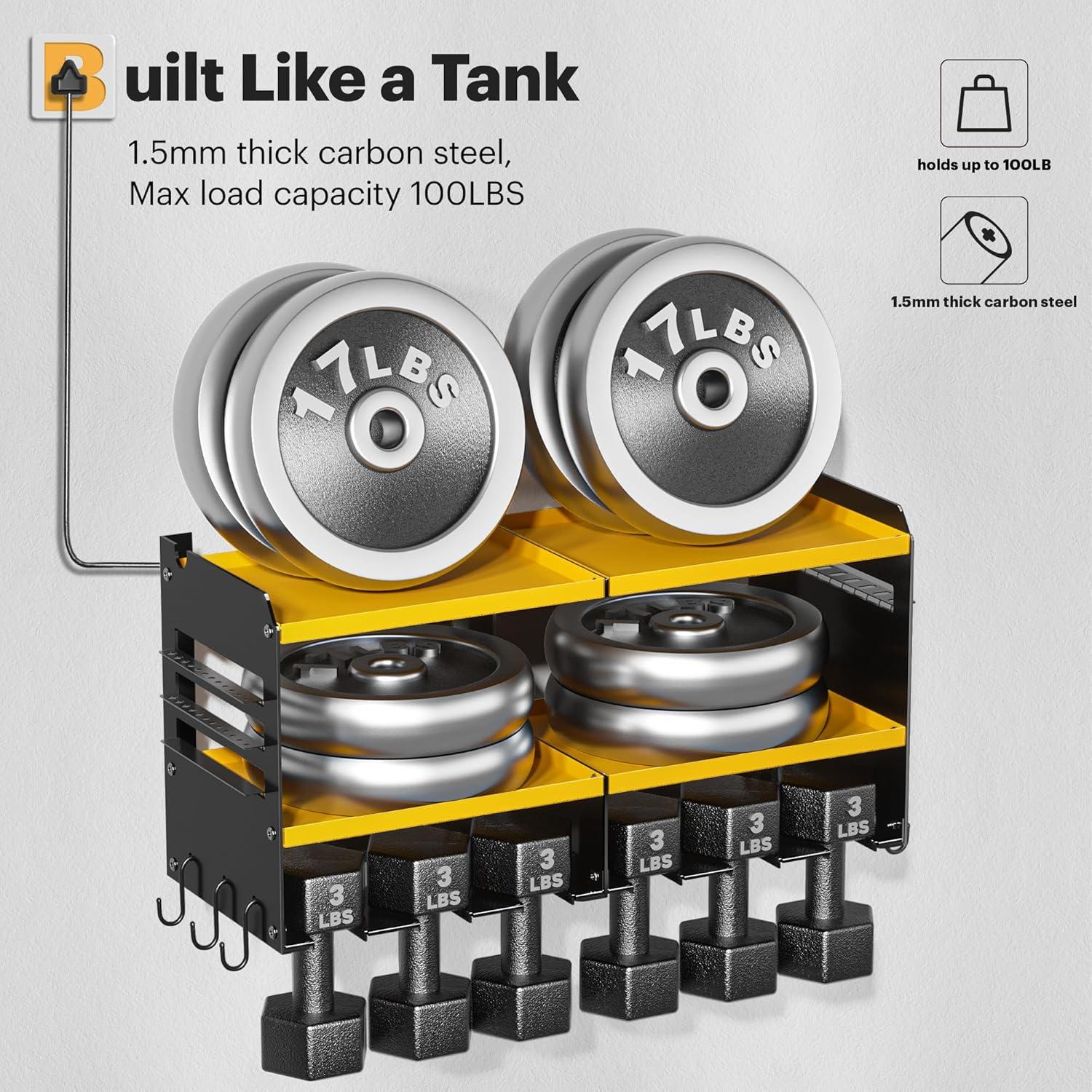 Spampur Power Tool Organizer Wall Mount with Charging Station, Garage Tool Shelf 6 Drill Holders, Tool Battery Holder with Plier holder Heavy Duty Rack, Tool Storage Rack with 4 Outlet Power Strip