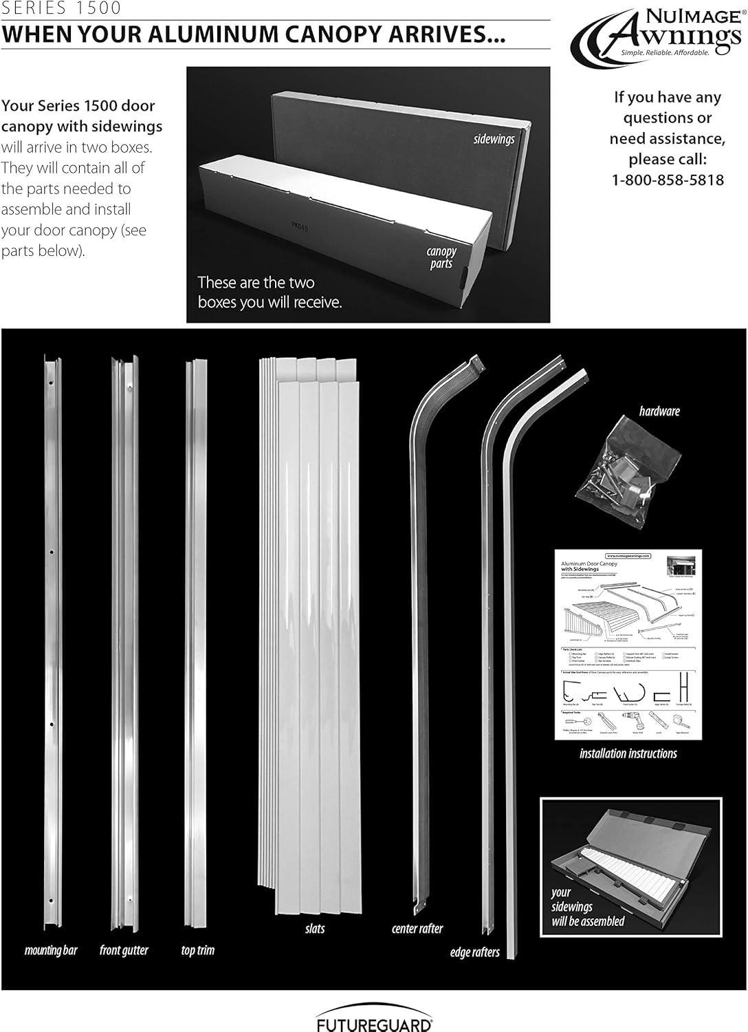 4 ft. 1500 Series Door Canopy Aluminum Fixed Awning (12 in. H x 42 in. D) in Black