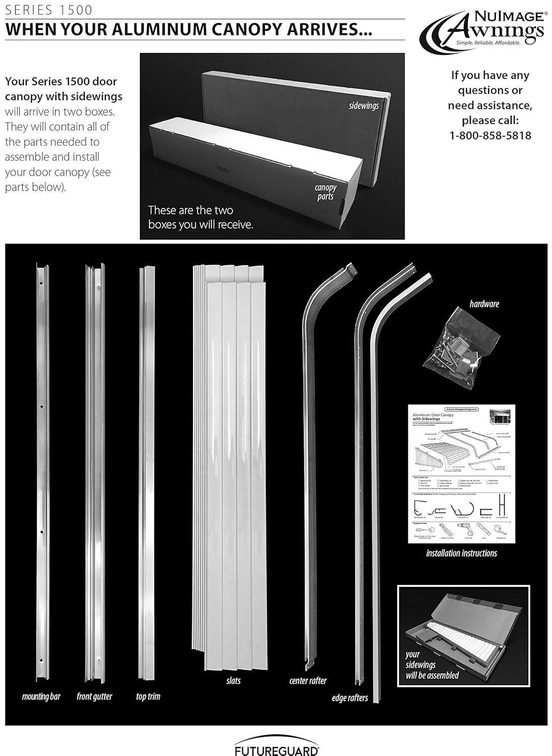 4 ft. 1500 Series Door Canopy Aluminum Fixed Awning (12 in. H x 42 in. D) in Black