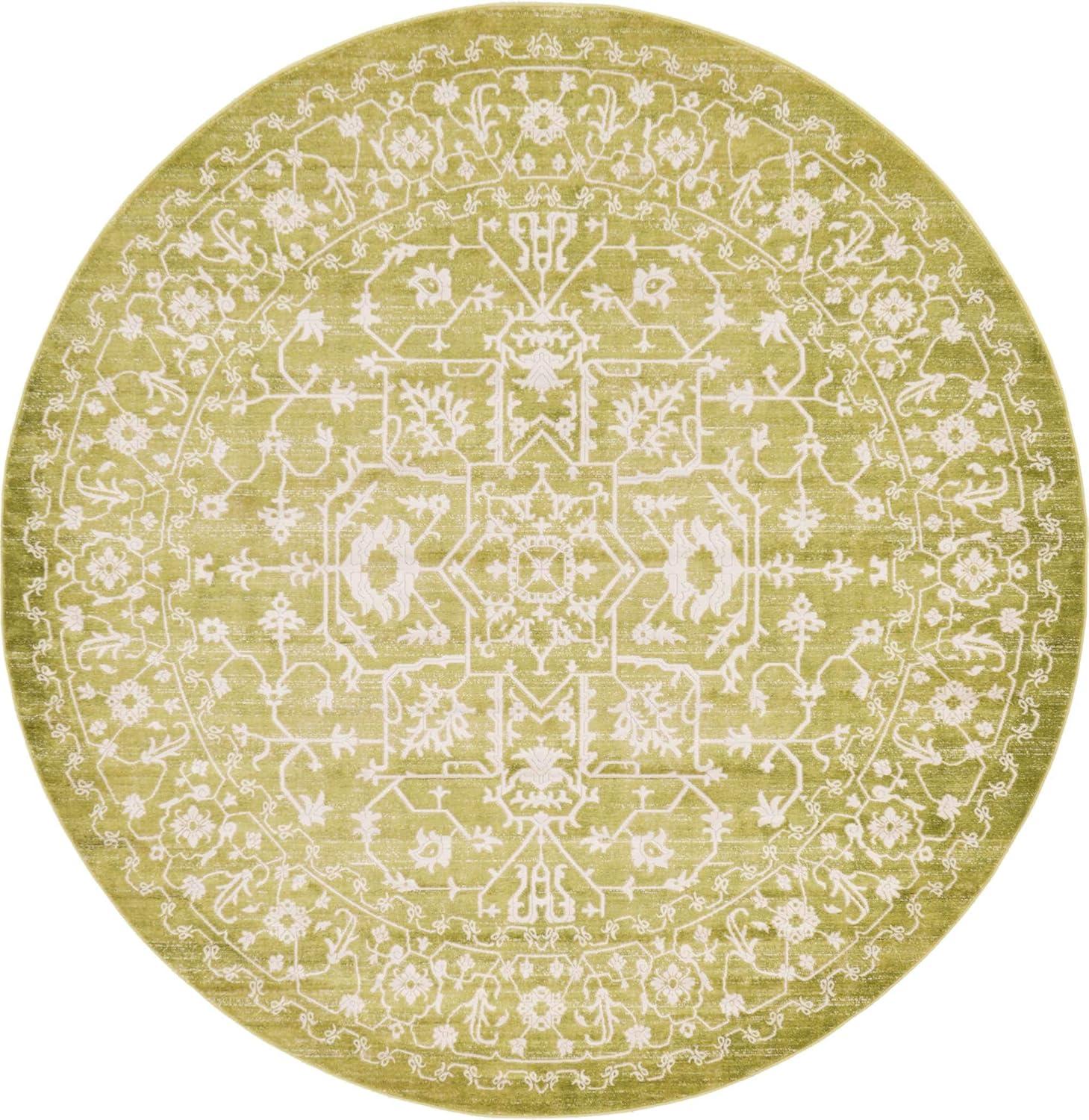 Unique Loom New Classical Collection Area Rug - Olympia (8'  Round Light Green/Ivory)