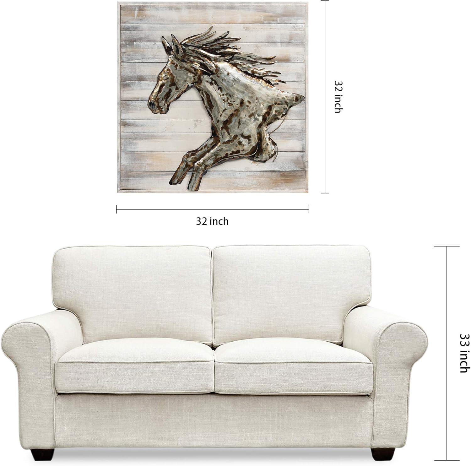 Empire Art Direct Horse" Metallic Handed Painted Rugged Wooden Blocks Wall Sculpture