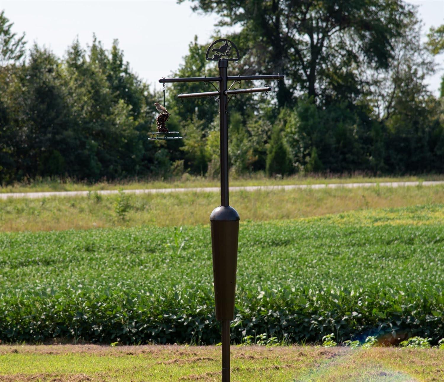 Squirrel Stopper Deluxe Bird Feeder Pole – 100% Squirrel-Proof with Patented Baffle, Heavy-Duty Steel, Easy Installation, Holds 8 Feeders, Wind