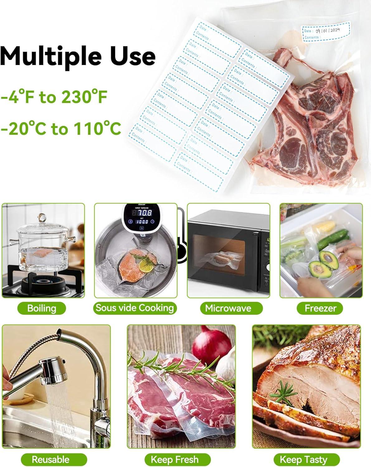 BEACHWATER POOL & SPA, LLC 300-Count Food Vacuum Sealer Bags, Thick BPA Free Sous Vide Bags Compatible With All Vac Machines, Food Saver, Seal A Meal, Commercial Grade Quart Precut Meal Prep Storage Bags