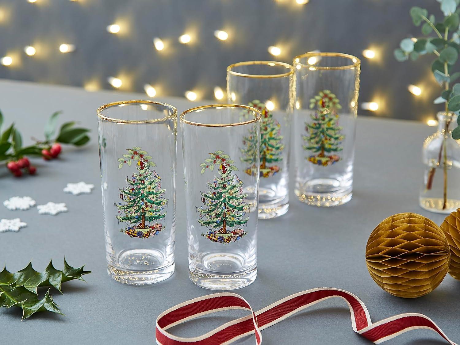 Spode Christmas Tree Highballs, Set of 4 - 15 oz.