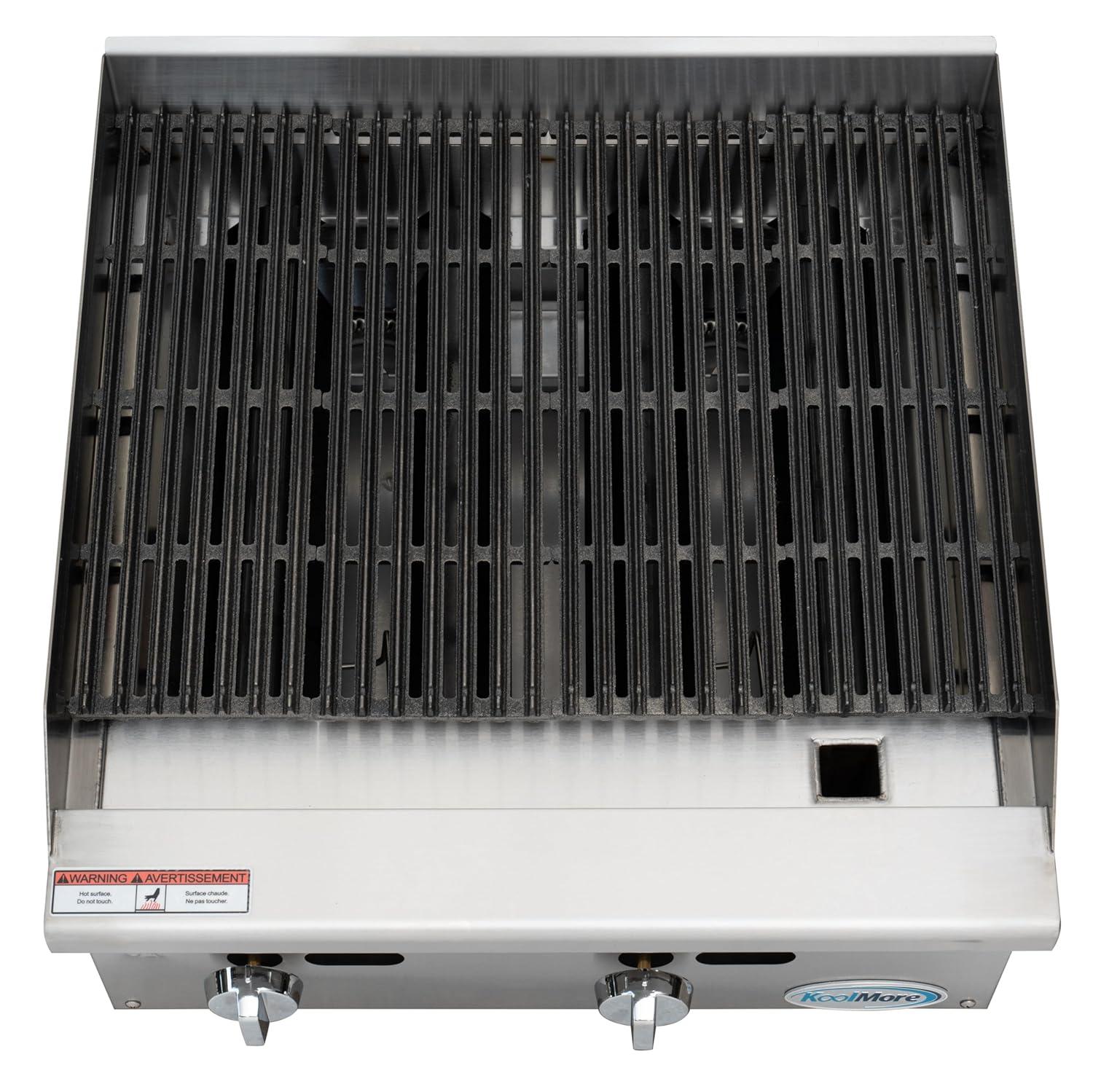 24 in. Commercial 2-Burner Natural Gas Charbroiler with 60,000 BTU in Stainless-Steel (KM-GCB2-24M)