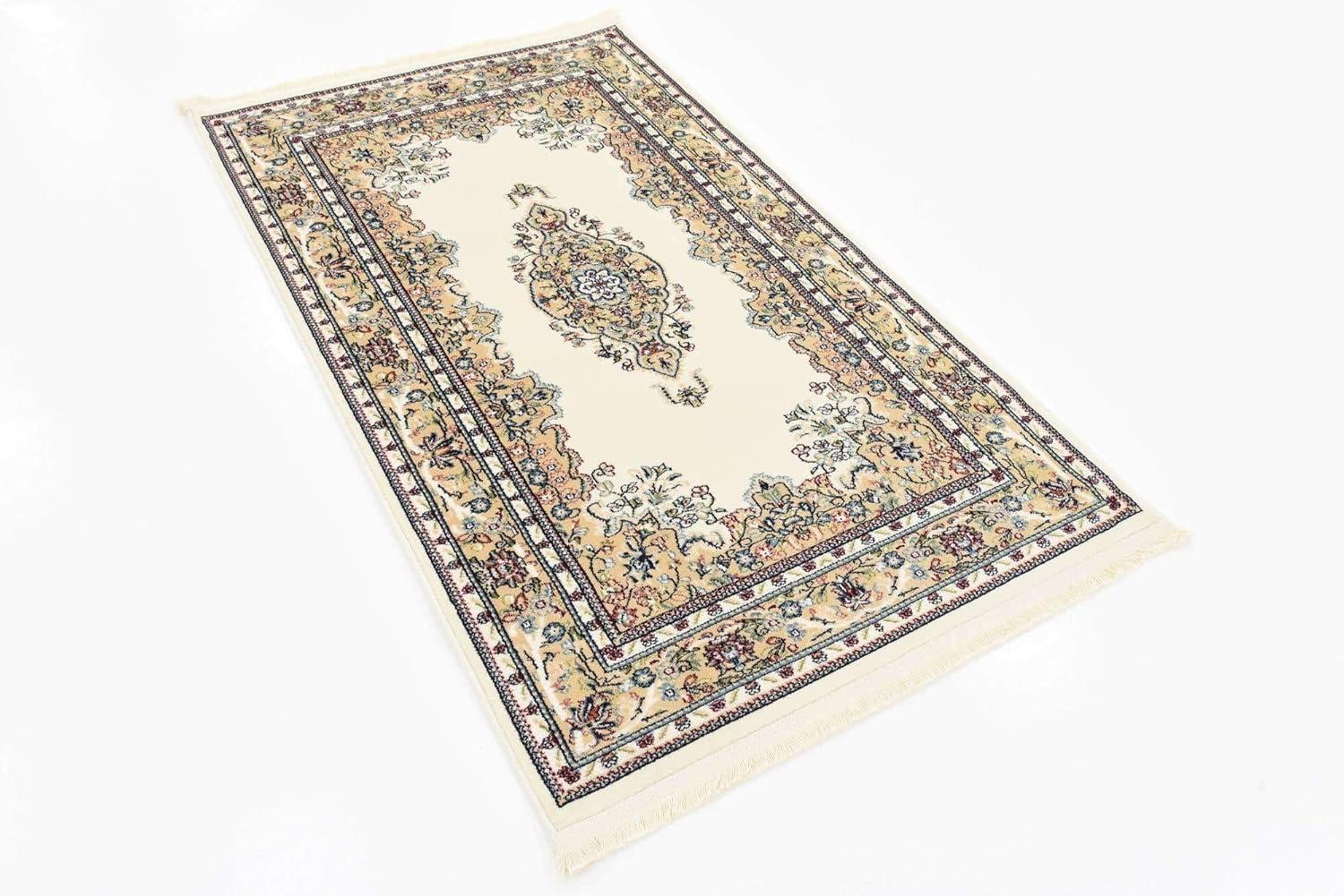 Unique Loom Windsor Narenj Rug Cream/Blue 3' x 5' 1" Rectangle Floral Traditional Perfect For Living Room Bed Room Dining Room Office