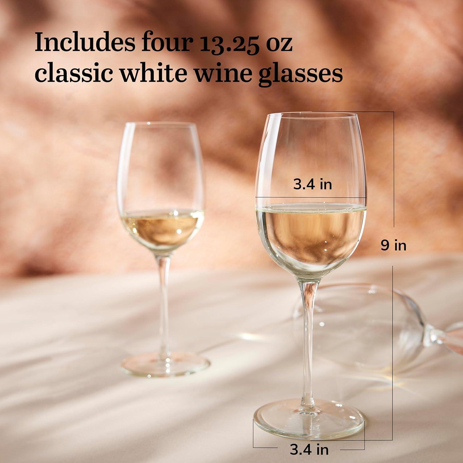 Libbey Signature Kentfield Classic White Wine Glasses, 13.25 ounce, Set of 4