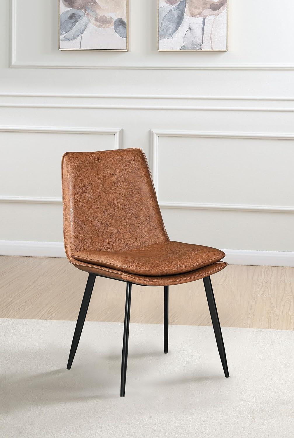Coaster Ortega Faux Leather Padded Seat Dining Side Chair Coffee