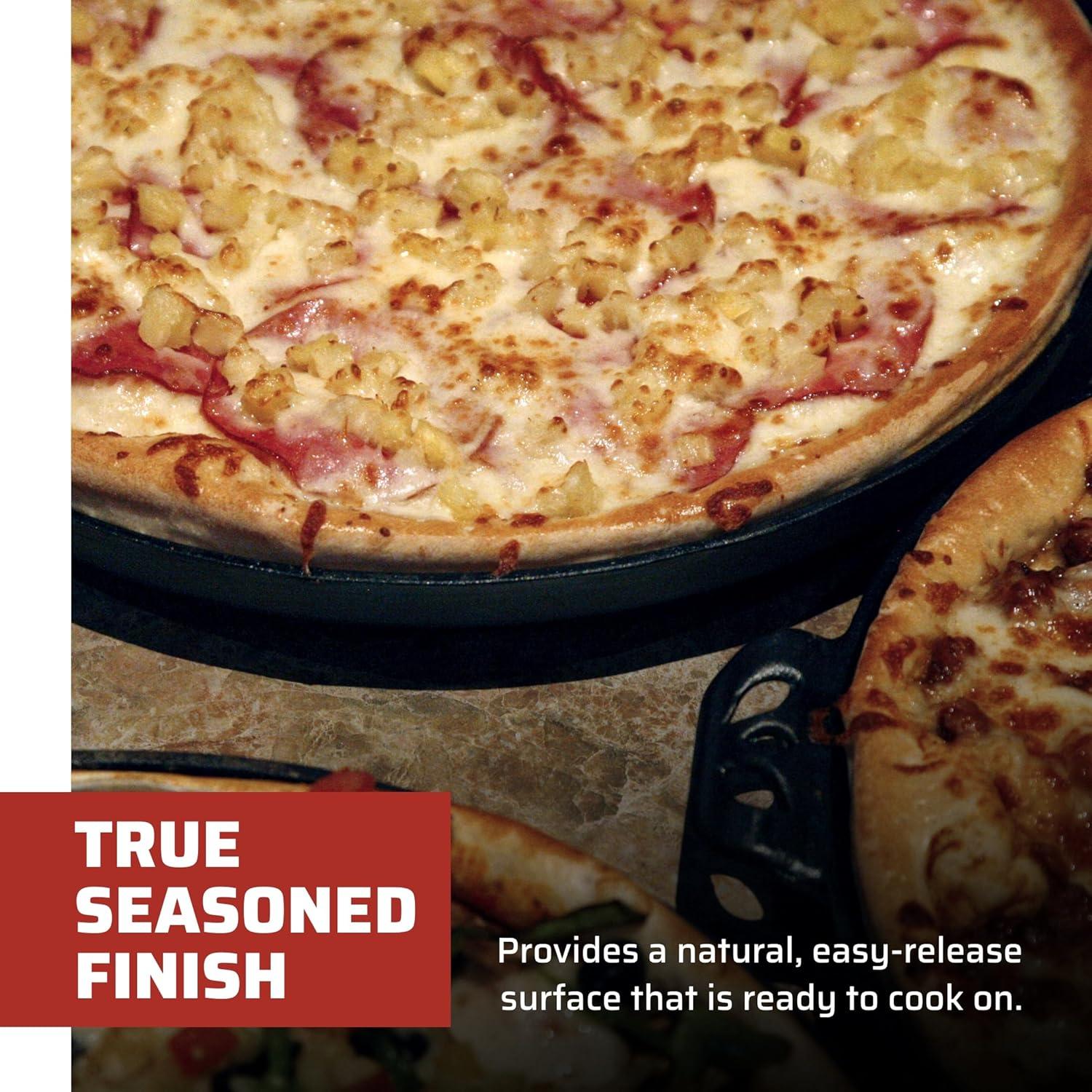 Black Cast Iron 14-Inch Pizza Pan with Handles