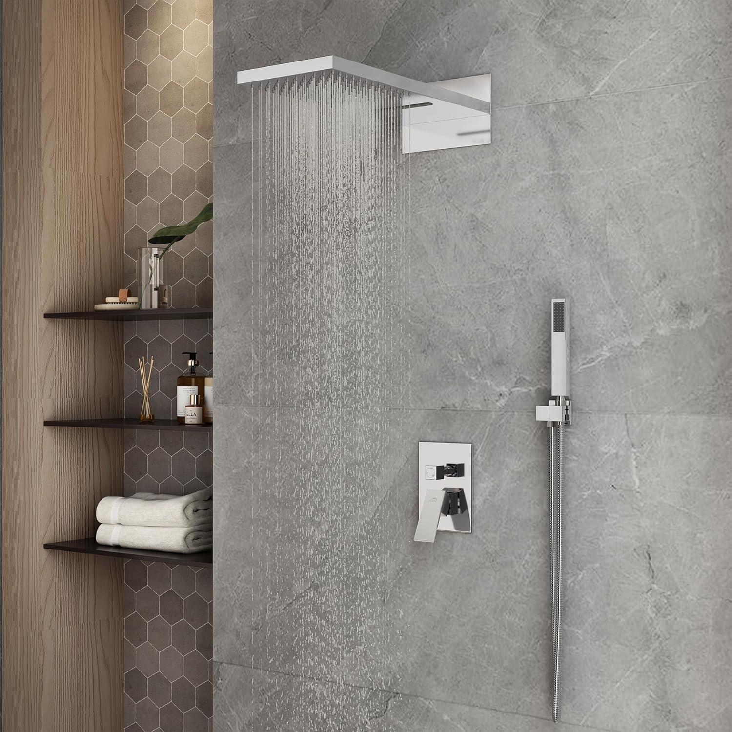 Rainier 22" Rainfall Complete Shower System with with Rainfall & Waterfall Spray, Handheld and Rough-in Valve Included