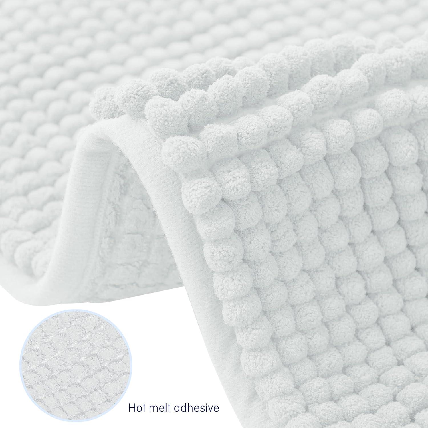 Bathroom Rugs Chenille Bath Rug Soft Short Plush, Water Absorbent Shower Mat Quick Dry Machine Washable(White,16" x 24") White 16" x 24"