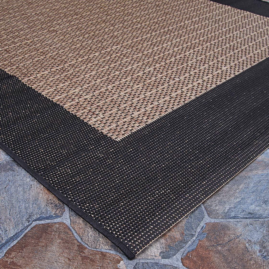 Couristan Recife Checkered Field Indoor / Outdoor Area Rug, Cocoa- Black, 3'9" x 5'5"