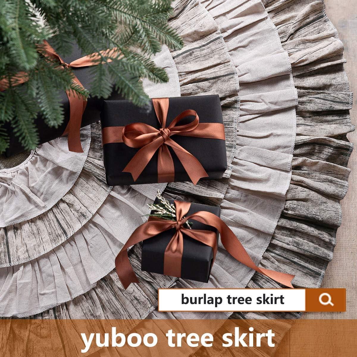 Rustic Burlap 6-Layer Ruffle Christmas Tree Skirt, 48 inches