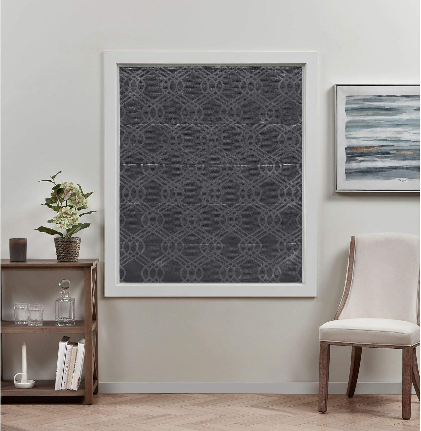 Exclusive Home Prague Trellis 100% Blackout Roman Shade