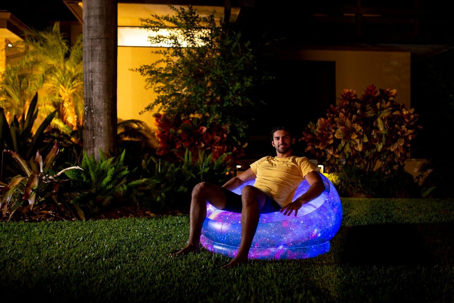 Air Candy Illuminated Inflatable LED Chair (Galaxy Chair Hubble Telescope LED Illuminated Game Chair)
