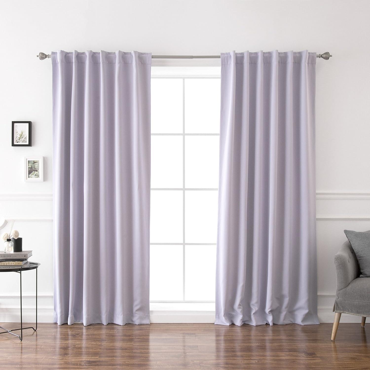 Best Home Fashion 84-Inches Lilac Blackout Back tab Curtain panel pair