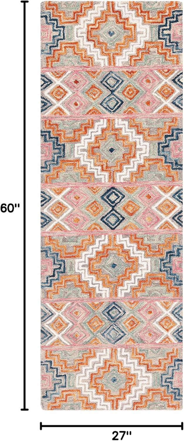 SAFAVIEH Aspen Dulcibella Geometric Striped Wool Area Rug, Orange/Fuchsia, 2'3" x 5'