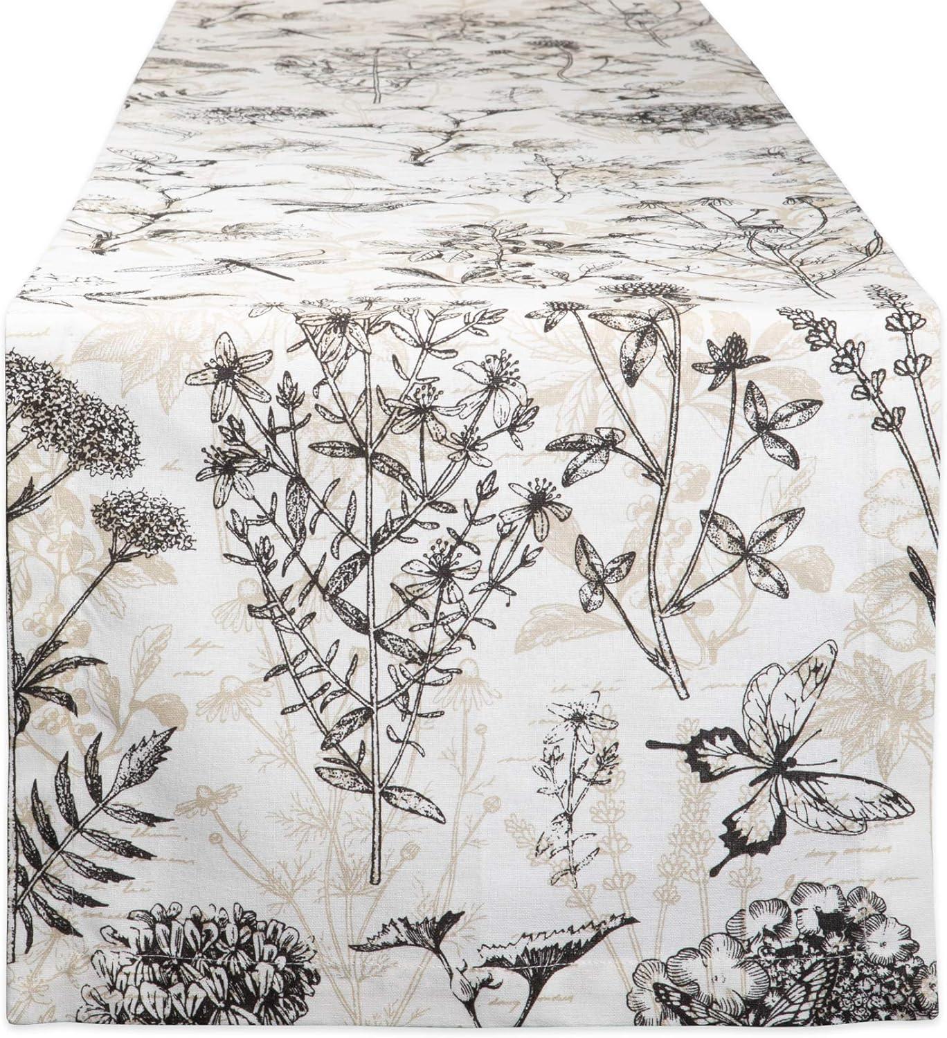 Botanical Print Cotton Table Runner 14x72