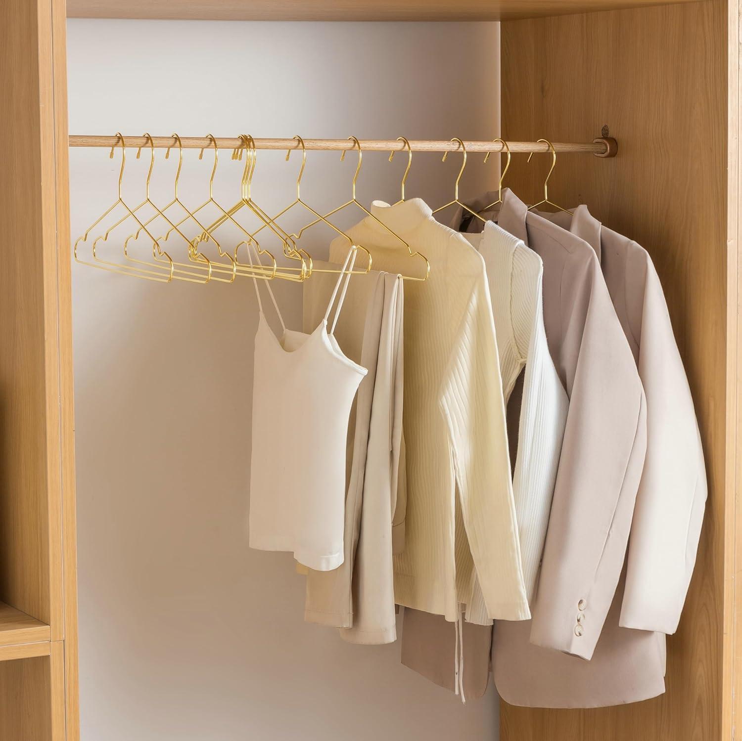 Slim Gold Metal Wire Suit Hangers, 17.7" Wide, 30 Pack