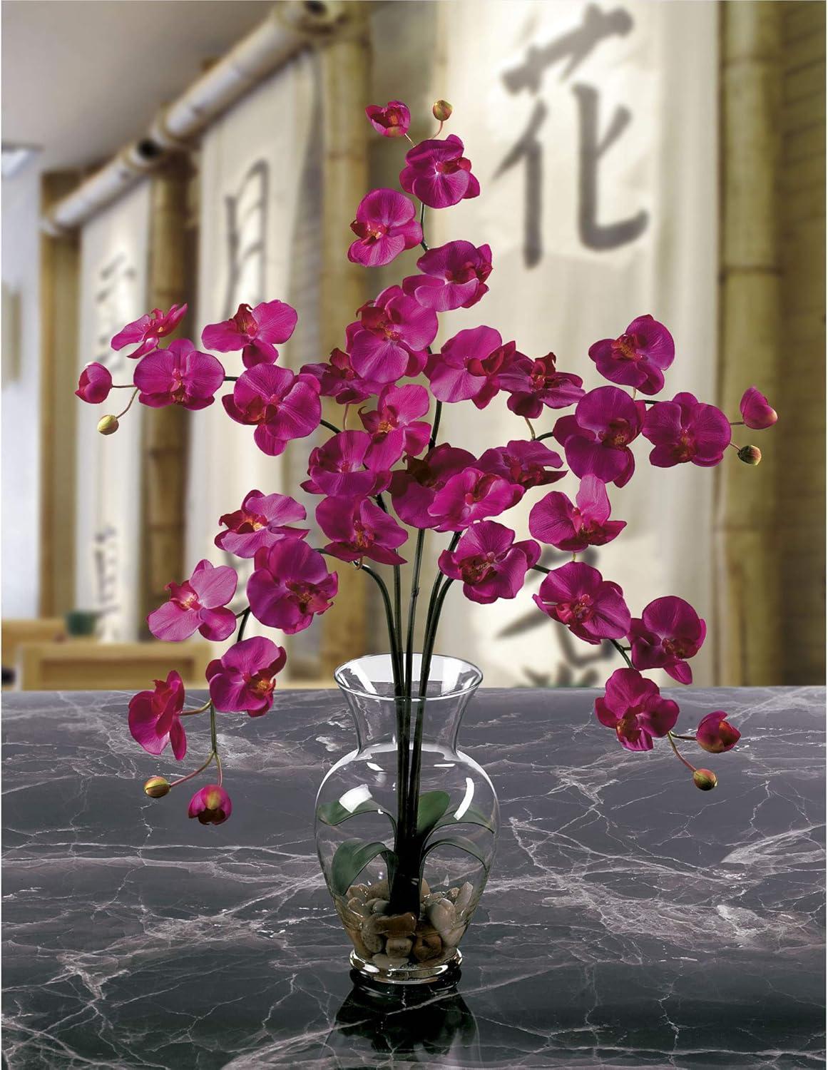 Nearly Natural Phalaenopsis Liquid Illusion Silk Flower Arrangement, Beauty