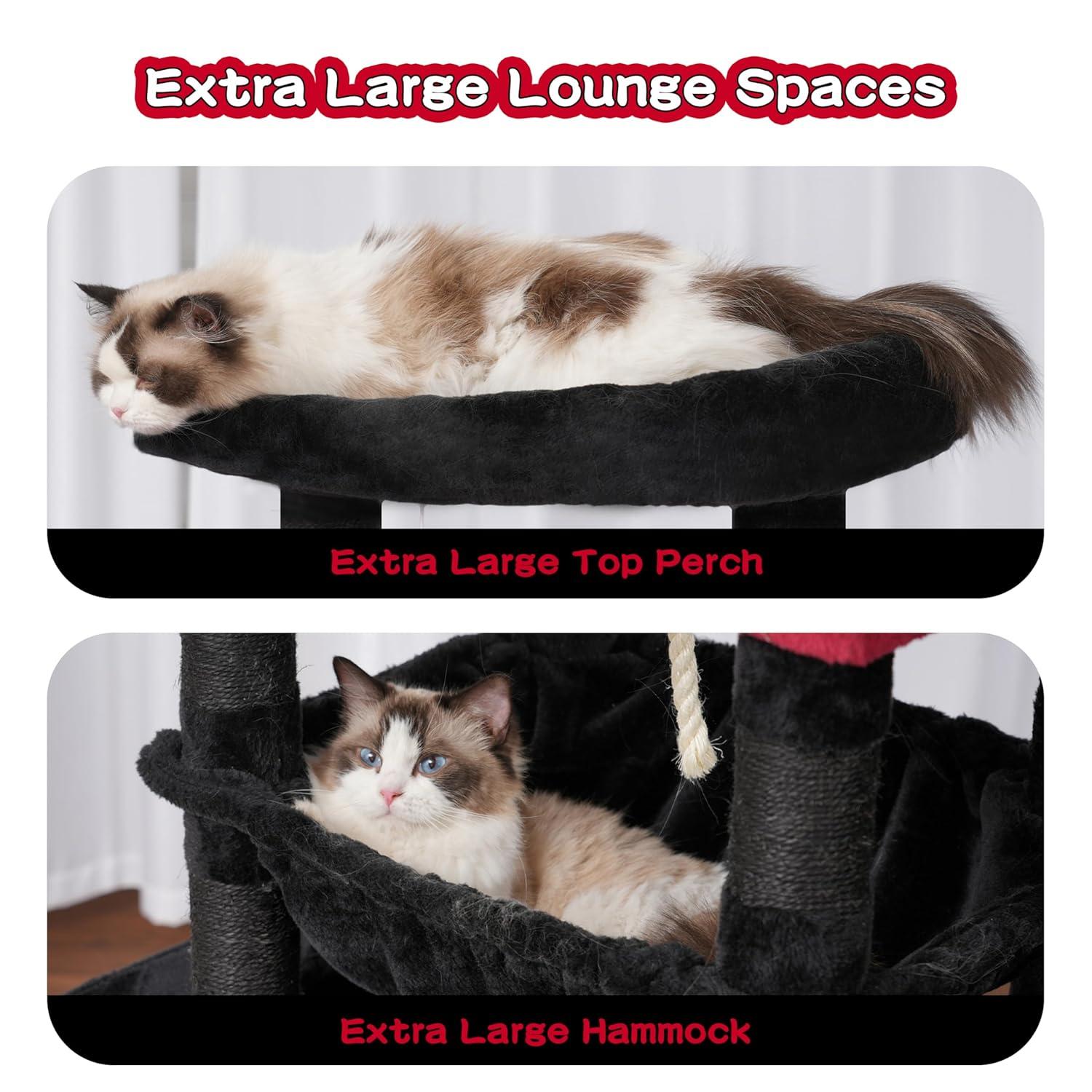 Tucker Murphy Pet™ 63" Cat Tree For Large Breeds - Spacious Platforms, Hammock, Sisal Scratching Posts & Cat Condo, Indoor Use