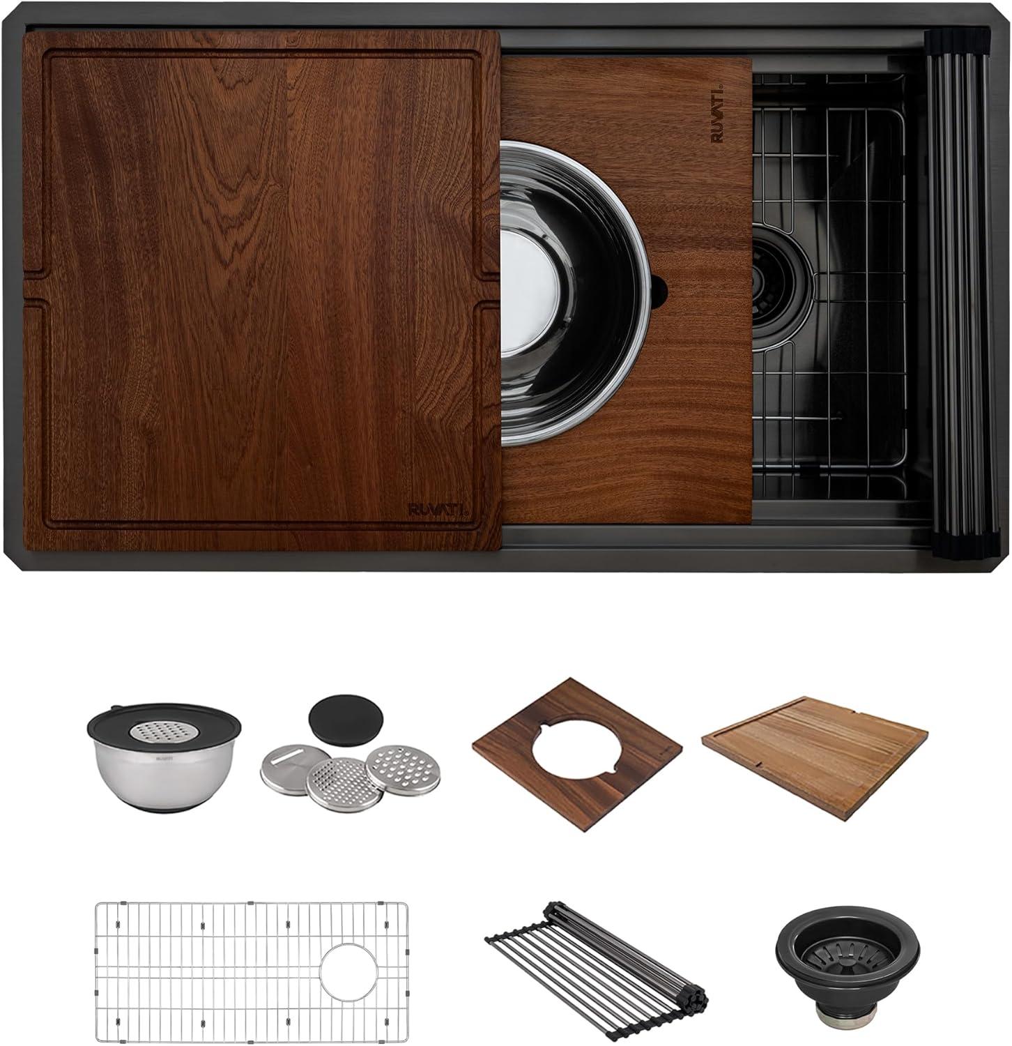 Ruvati Ruvati 20 x 14 inch Semi-Recessed Drop-in Topmount Rectangular Bathroom Sink RVH6222BL