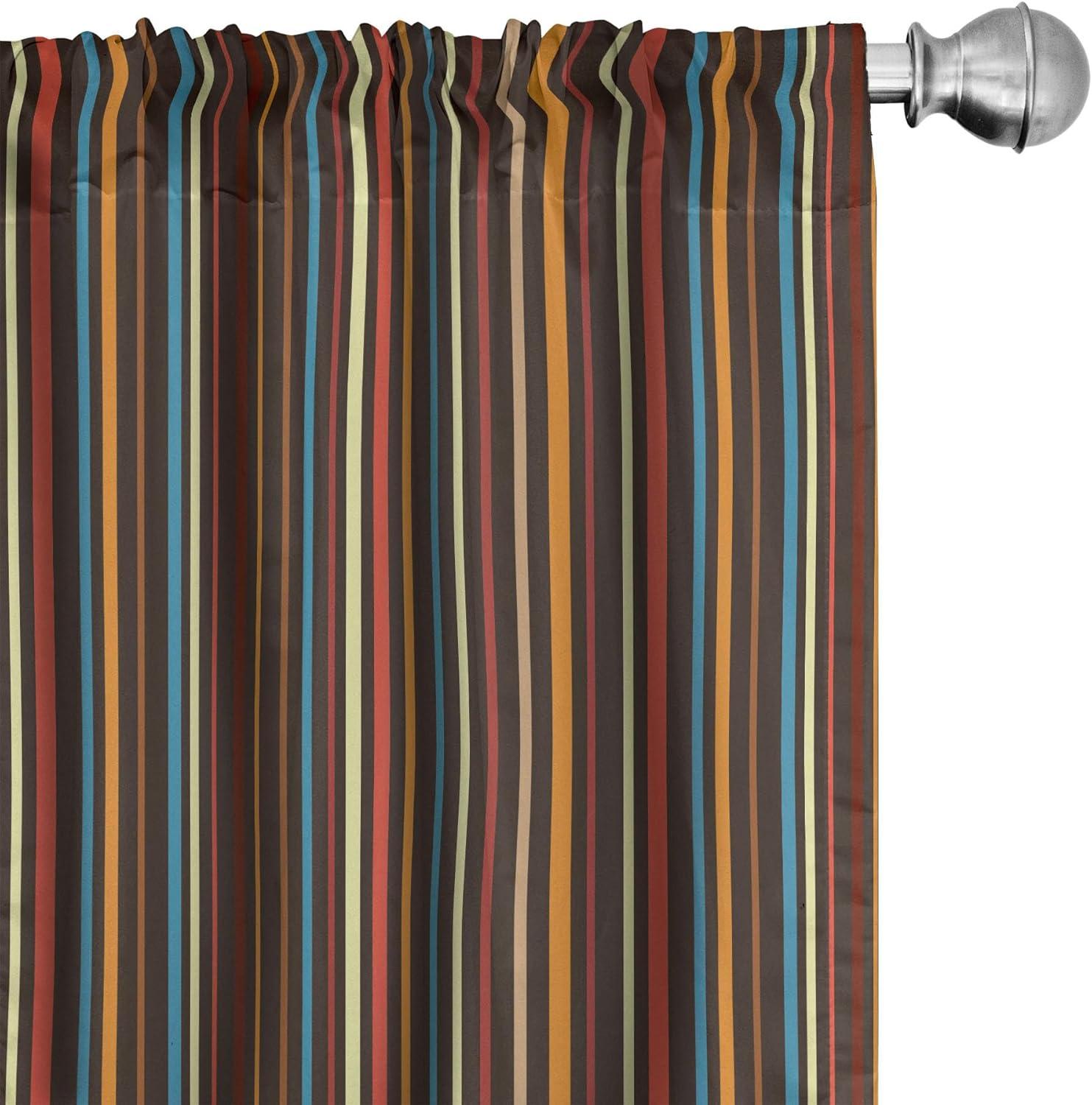 Striped Semi-Sheer Rod Pocket Curtain Panels (Set of 2)