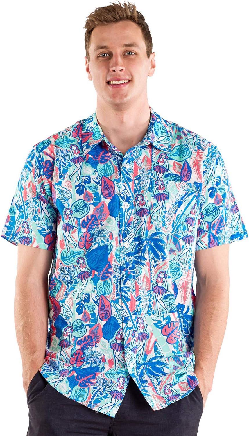Tipsy Elves Men's Island Breeze Hawaiian Shirt - Funny Casual Beach Summer Shirts for Men: X-Large