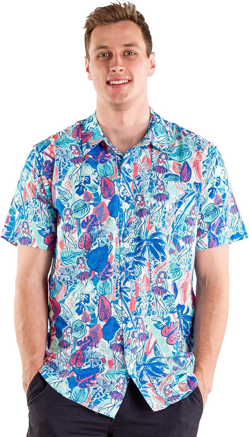 Tipsy Elves Men's Island Breeze Hawaiian Shirt - Funny Casual Beach Summer Shirts for Men: X-Large