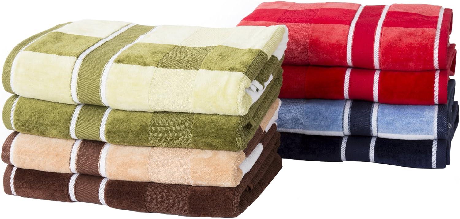 6-Piece Towel Set - Absorbent Cotton Bathroom Accessories with Bath Towels, Hand Towels, and Wash Cloths - Solid and Striped Towels by Lavish Home
