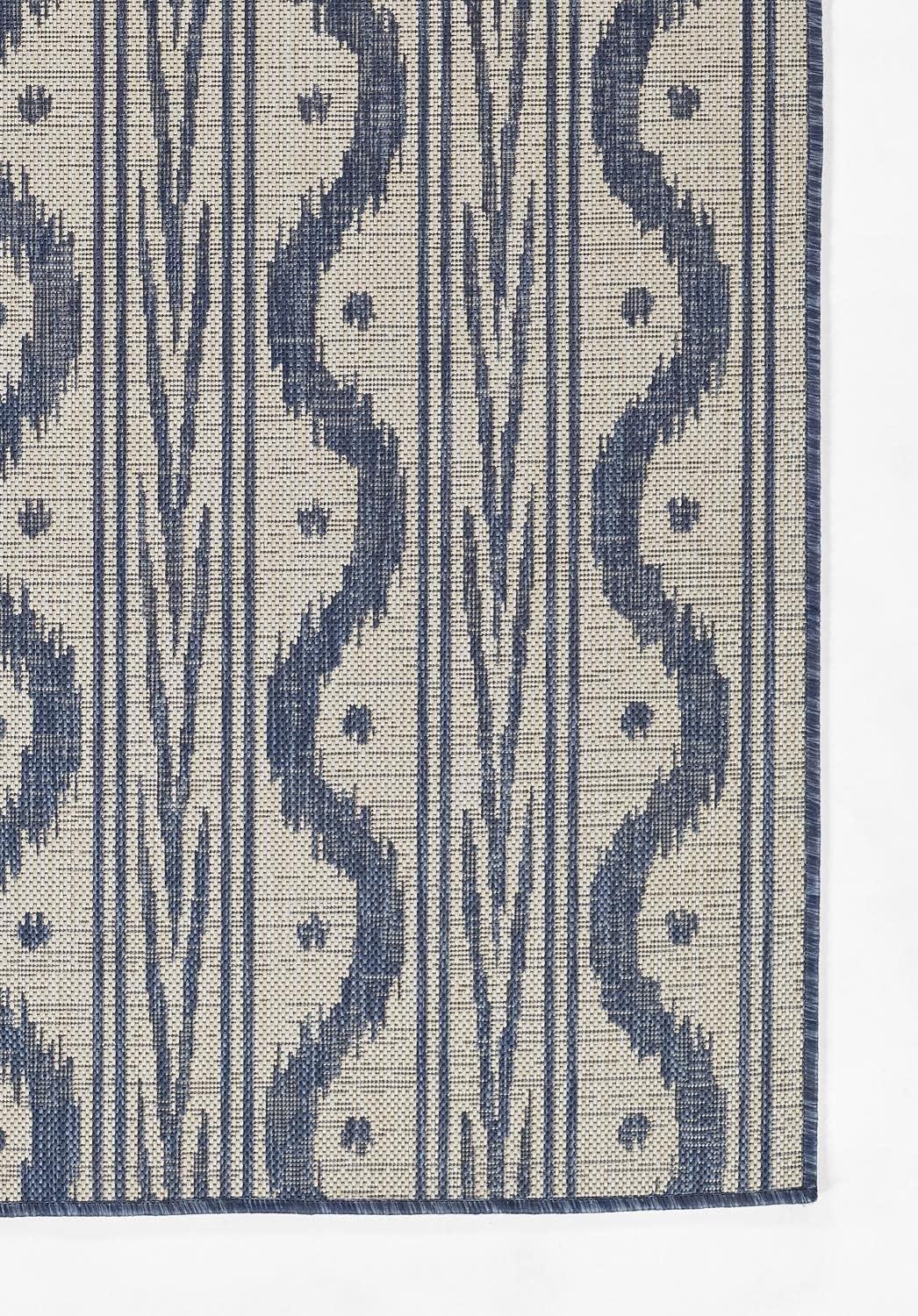 Riviera Breeze 8' x 10' Blue Geometric Flatweave Synthetic Rug